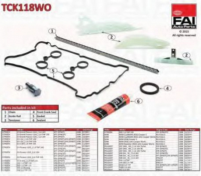 FAI AUTOPARTS tck118wo -  Комплект цепи привода распредвала